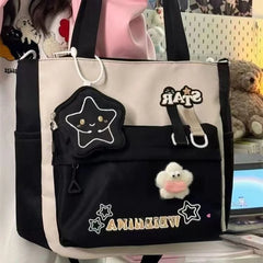 Cute Star Crossbody Bag for Girls, Handbag for Junior High School Students, Tutorial Bag, Large Capacity