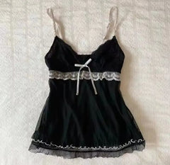 Cyflymder New Fashion Summer Euramerican Harajuku Punk Tank Tops Y2k Constrast Color High Street Print Girl Camisole Pleated Clothes