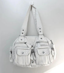 Cyflymder Hot Girls White Y2k Shoulder Bags Women Vintage Subculture Leather Casual Handbag Female Harajuku Underarm Bag Purse New