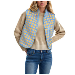 Cyflymder Fashion Fluffy Plaid Waistcoats Women's Warm Plush Fleece Sleeveless Vest Female Stand Collar Loose Fit Casual Jackets Outwear
