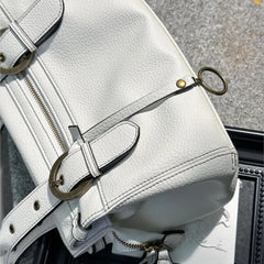 Cyflymder Hot Girl White Leather Shoulder Bag Large Capacity Tote Bag Women Designer Luxury Bag Ladies Versatile Commuter Handbag Y2k 2025