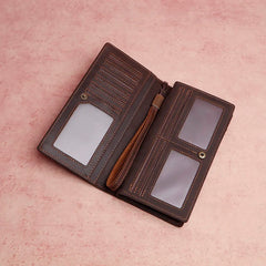 Cyflymder New Men's Leather Wallet Clutch Bag Large-capacity Card Case Coin Purse First Layer Cowhide Long Wallet Dinner Party Phone Bag