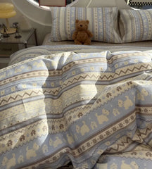 Cyflymder Cute cartoon blue dog house stripe bedding set teen,twin full queen lovely cotton home textile sheet pillow case quilt cover