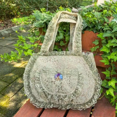Cyflymder Japanese Vintage Lace Handbag Women Lolita Lightweight Large Capacity Shoulder Bags Ladies Elegant Gentle Underarm Bag Chic