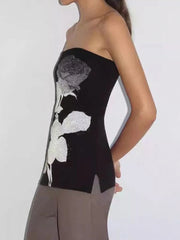 Cyflymder Basic Slim Floral Tube Tops Casual Slash Neck Sleeveless Tank Tops Women Summer Spring Fashion Streetwear Ladies