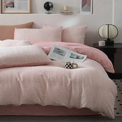 Cyflymder Nordic Style Pure Cotton Jacquard Bedding Set Super Soft Skin Friendly Striped Duvet Cover Kit Adult Home Bedclothes for Seasons