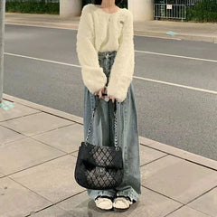 Cyflymder Vintage Blue baggy Jeans Women Korean High Wiast Loose Denim Wide Leg Pants Woman Autumn Winter Streetwear Trousers