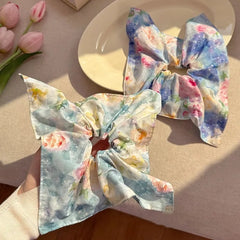 Cyflymder New Oil Paniting Series Scrunchie Summer Square Hair Ring Fashion Elegant Elastic Hair Bands Hair Accessories for Women Girls