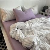 Cyflymder Japanese Stripes Duvet Cover Set with Bed Linens Single/Queen/King Size Comforter Bedding Set for Double Bed Cover Quilt