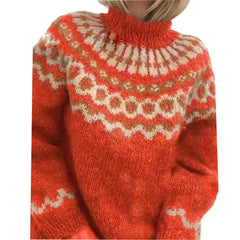 Cyflymder Elegant Knitted Turtleneck Sweater Women Autumn Winter Casual Warm Geometry Stripes Jumpers Female Office Sweet Style Loose Tops