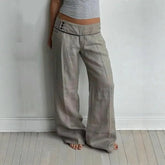 Cyflymder Casual Euramerican Vintage High Waist Buttons Design Stright Pants Y2k Harajuku Wide Leg Trousers Punk American Lazy Pants