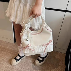 Cyflymder New Women Chic Bow All Match Underarm Bag Fashion Casual All Match Underarm Bag Sweet Y2k Aesthetic Fairy Elegant Handbags