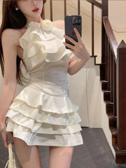 Cyflymder Korean Style Retro 2 Piece Sets Women Casual Y2k Crop Top Vest + Mini Cake Skirts Sexy Vintage Fashion Suits Even Party Clothing