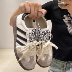 Cyflymder New Women's Casual Fashion Breathable loafers Walking Lace Flat Shoes Women's Gym Vulcanized Shoes