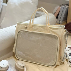 Cyflymder Vintage Y2k Aesthetic Simple Shoulder Crossbody Bags All Match Trendy Transparent Ita Bag Ins Casual Backpack for Women Students