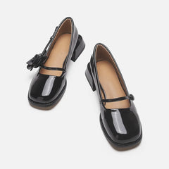 Cyflymder Women's Heels Shoes Bowknot Square Toe Block Heel Pumps Two-tone Black White Elegant Casual Lady Office Shoes 2026 Dress Shoes