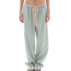 Cyflymder Women Loose Pants Stripe Print Drawstring Elastic Waist Trousers Spring Summer Casual Sweatpants Streetwear