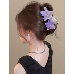Cyflymder Acrylic Hair Clip Cream Blue Jelly Starfish Large Claw Summer Bow Shark Clip For Women Thick Hair Fashion accessory Gift