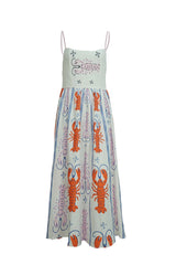 Cyflymder Retro Luxury Sardines Dress For Women Sexy Hand-Painted Printed Elegant Vest Summer Ladies Tight Chic Strap Long Dress
