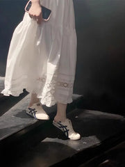 Cyflymder Boho Inspired white skirt women cotton midi skirt spring summer skirt streetwear cotton elegant long skirts for women