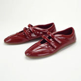 Cyflymder Ballet Flats Red Shoes for Women Comfortable Pu Leather Casual Streetwear Flats Designer Shoes Spring Autumn Shallow Loafers