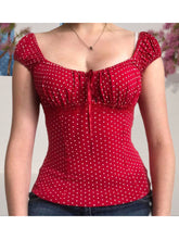 Cyflymder Women s Short Sleeve T-Shirts with Polka Dot Print and Tie-Up Front Detail Casual Summer Fashion Tops for a Fit Look