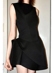 Cyflymder Sweet Hot Girl Pure Sexy Sleeveless Dress for Women's Summer O-neck Slim Fit A-line Black Dress Fashion Female Clothes