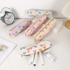 Cyflymder 1 Piece Small Cute Design Pencil Pouch for Student Sweet Heart Pencil Case Small Portable Pen Eraser Storage Bag School Supplies