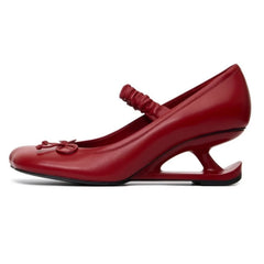 Cyflymder Sweet Bow Decoration Strange Heel Round Toe Mary Jane Shoes for Women Street Style Designer High Heels Elegant Party Dress Shoes