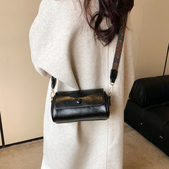 Cyflymder floral shoulder strap cylindrical bag women's small pillow bag Bohemian style wide shoulder strap single shoulder crossbody