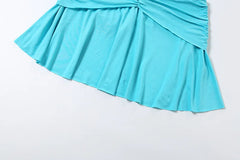 Cyflymder Buttons Patchwork Vacation Beach Mini Dress Women Sexy V Neck Sleeveless Backless Ruched Pleated Party Clubwear Y2K Streetwear