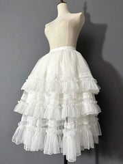 Cyflymder Gorgeous Lolita Dress Light Flower Wedding JSK Skirt Lining Heavy Industry Lace Cake Fluffy Mesh Cover Up Skirt