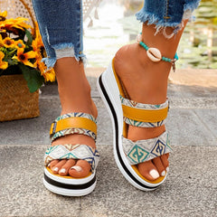 Cyflymder Summer New Women's Wedge Slippers Sandals Outdoor Beach Casual Shoes Women's Durable Slippers