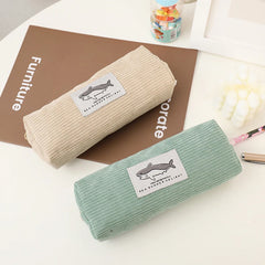 Cyflymder Corduroy Pencil Case Korean Stationery Pencil Pouch Estuche Escolar Shark Pen Case School Supplies Trousse Scolaire Pencilcase
