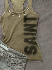Cyflymder Gyaru Vest Y2k Sleeveless 2000s Punk Goth Crop Top Vintage Aesthetic Harajuku Slim Tank Top Print Woman Clothes Summer Chic Tees