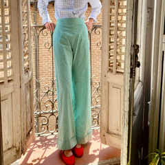 Cyflymder Women's Striped Print Loose Wide Leg Trousers Summer Fall Casual High Waist Loose Fit Long Pants with Pockets for Streetwear