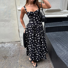 Cyflymder Elegant Polka Dot A-Line Dress Casual Sleeveless Slim-Fitting Dresses Women Fashion Streetwear Party Vestidos Summer
