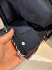Cyflymder Vintage Internal Red Plaid Zipper Flight Jacket Women Autumn Cotton Warm Thick Stand Collar Jackets Chic Simple Loose Tops Y2K