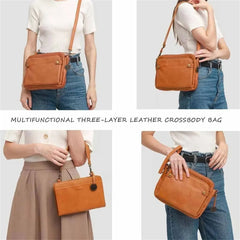 Cyflymder Ladies' Shoulder Crossbody Bag Vintage Handmade Leather Square Messenger Bag Fashion Classic Simple Daily Or Business Bag