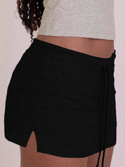 Cyflymder Spice girl style lace-up solid color short skirt skirt women's clothing summer