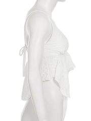 Cyflymder French Style Solid Bandage Camis Tops Sexy Slim Deep V-Neck Sleeveless Tank Tops Women 2025 Summer Fashion Streetwear