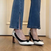 Cyflymder Vintage Bohemian Style Elegant Business Casual Versatile Platform High-heeled Women's Stylish and Elegant Bow Tie Single Shoe