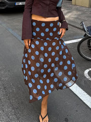 Cyflymder Polka Dot Halter Tops Women's Set Backless Sleeveless Top Flowy Mini Skirt 2025 Summer Elegant Suit Holiday Fashion Lady Sets