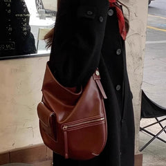 Cyflymder Pu Leather All Match Women's Handbag Vintage Casual Underarm Bag Y2k Aesthetic Office Lady Shoulder Bags Fashion Trendy