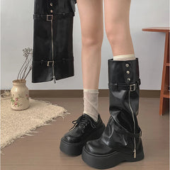 Cyflymder Autumn Winter Chunky Style Women Knee High Boots Fashion Removable Ladies Platform Thick Heel Long Booties