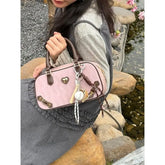 Cyflymder Sweet Cool Pink Square Bag Purse Women High Street Handle Bowling Messenger Bag Female Casual Crossbody Bags Aesthetic