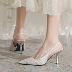 Cyflymder new bow crystal one-strap banquet socialite stiletto high heels Rhinestone sandals women shoes high heels