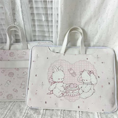 Cyflymder Sweet Cute Cartoon Laptop Sleeve Handbag Women Rabbit Print Shockproof Waterproof Notebook Carry Bag Ladies Commute Protective