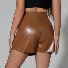 Cyflymder Asymmetrical Faux Leather Skirt With Shorts PU High Waist Bodycon Wrapped Hip Mini Skirt Women Streetwear Sexy Shorts Skirt