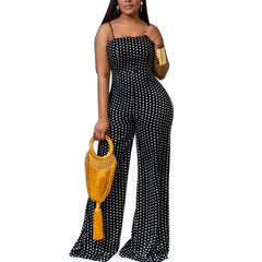 Cyflymder Women's High-Waist Long Pants Jumpsuit with Belt Speled Print Wrap Chest Sling Casual Comfortable One-Piece Suit